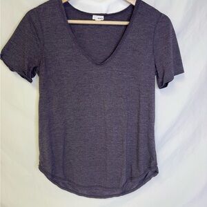 Garage Heathered Dark Purple V-Neck Short Sleeve Tee